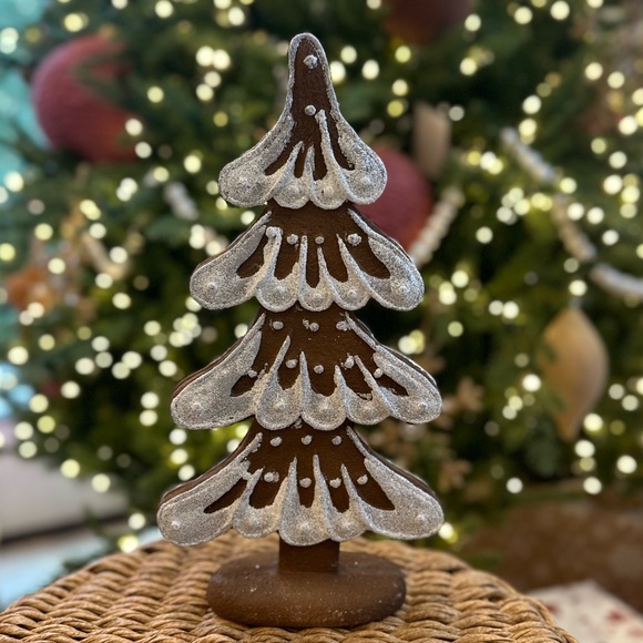 Holiday Gingerbread Village Christmas Holiday Tree Glitter Tabletop